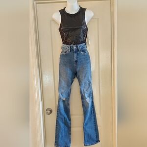 Forever 21 Blue Curvy Stretch Skinny Boot Cut Jeans Size 23